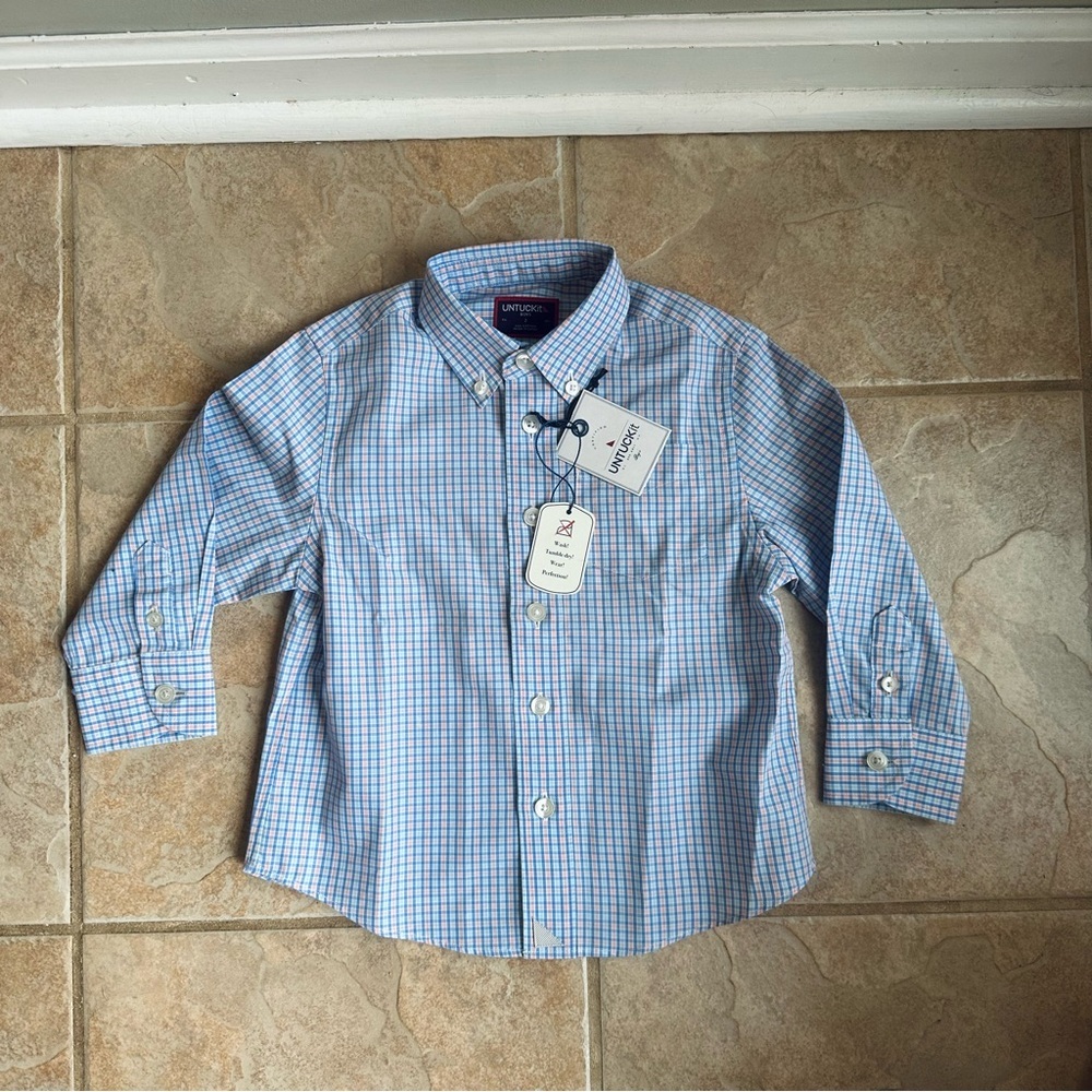 UNTUCKit blue Pink Plaid Button-Up capriago Shirt Easter​